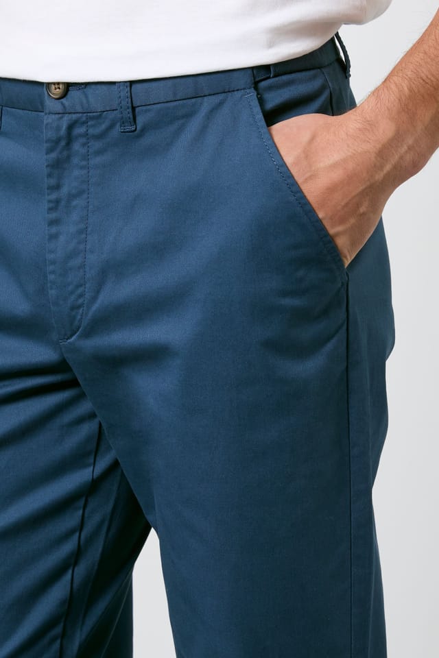 Maine Maine Men's Denim Blue Premium Chino Trousers in Denim-Blue - 2