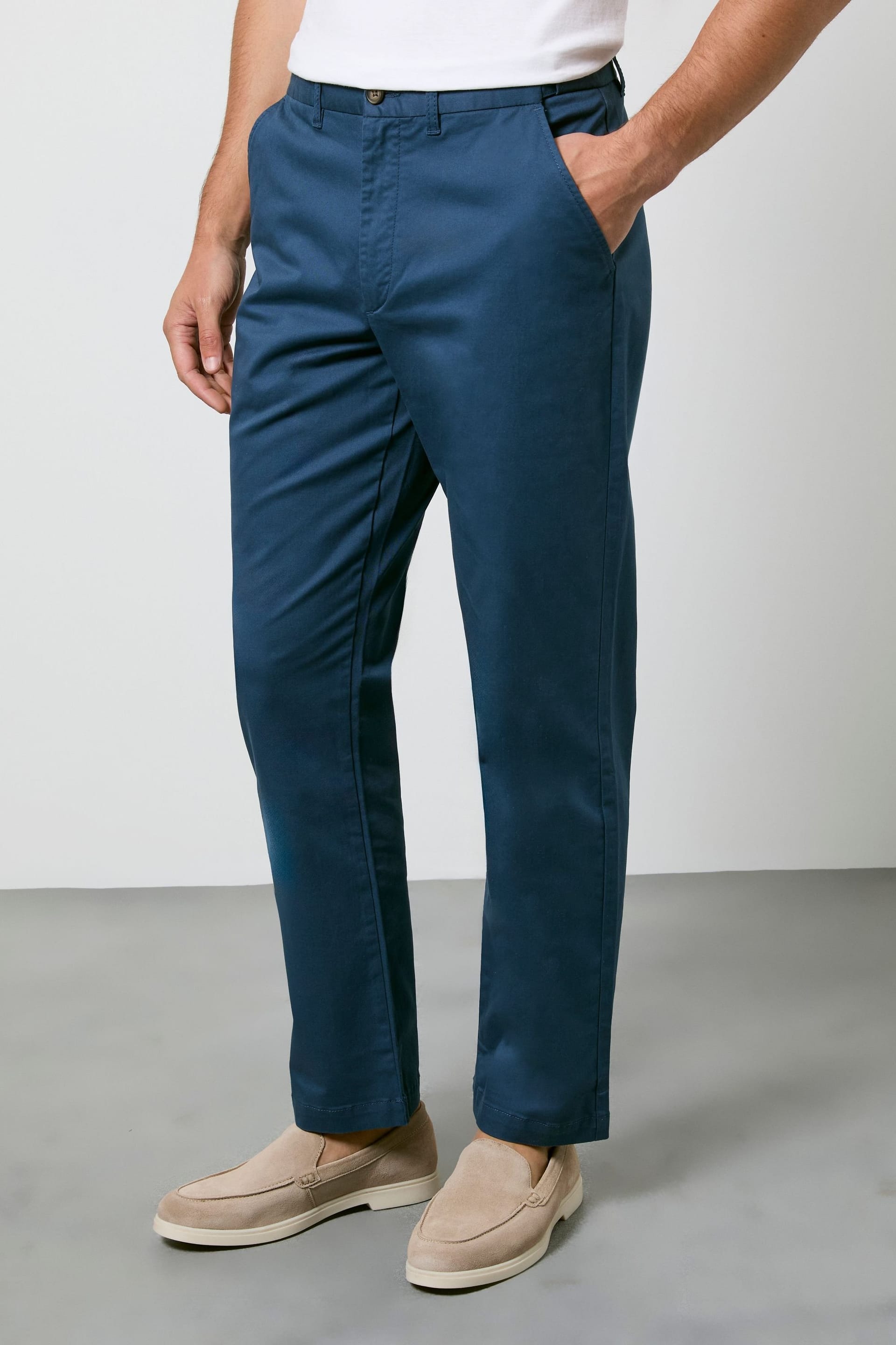 Maine Maine Men's Denim Blue Premium Chino Trousers in Denim-Blue - 4