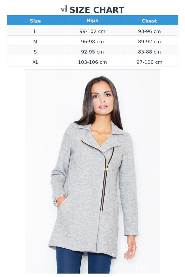 Love Lace Love Lace Women's Side Gold Zipper Fitted Short Coat in Grey - 2