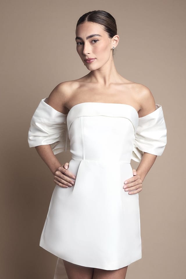 Coast Coast Women's Strapless Minimal Twill Mini Wedding Dress in Ivory - 2