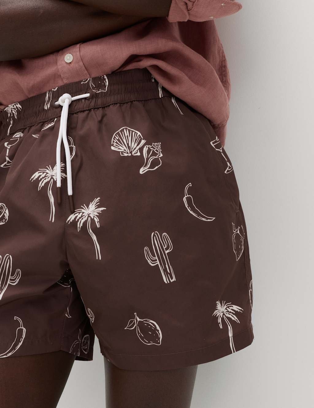 Marks & Spencer M&S Quick Dry Printed Swim Shorts Chestnut - 2