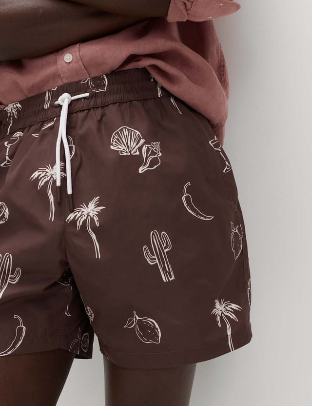 Marks & Spencer M&S Quick Dry Printed Swim Shorts Chestnut - 2