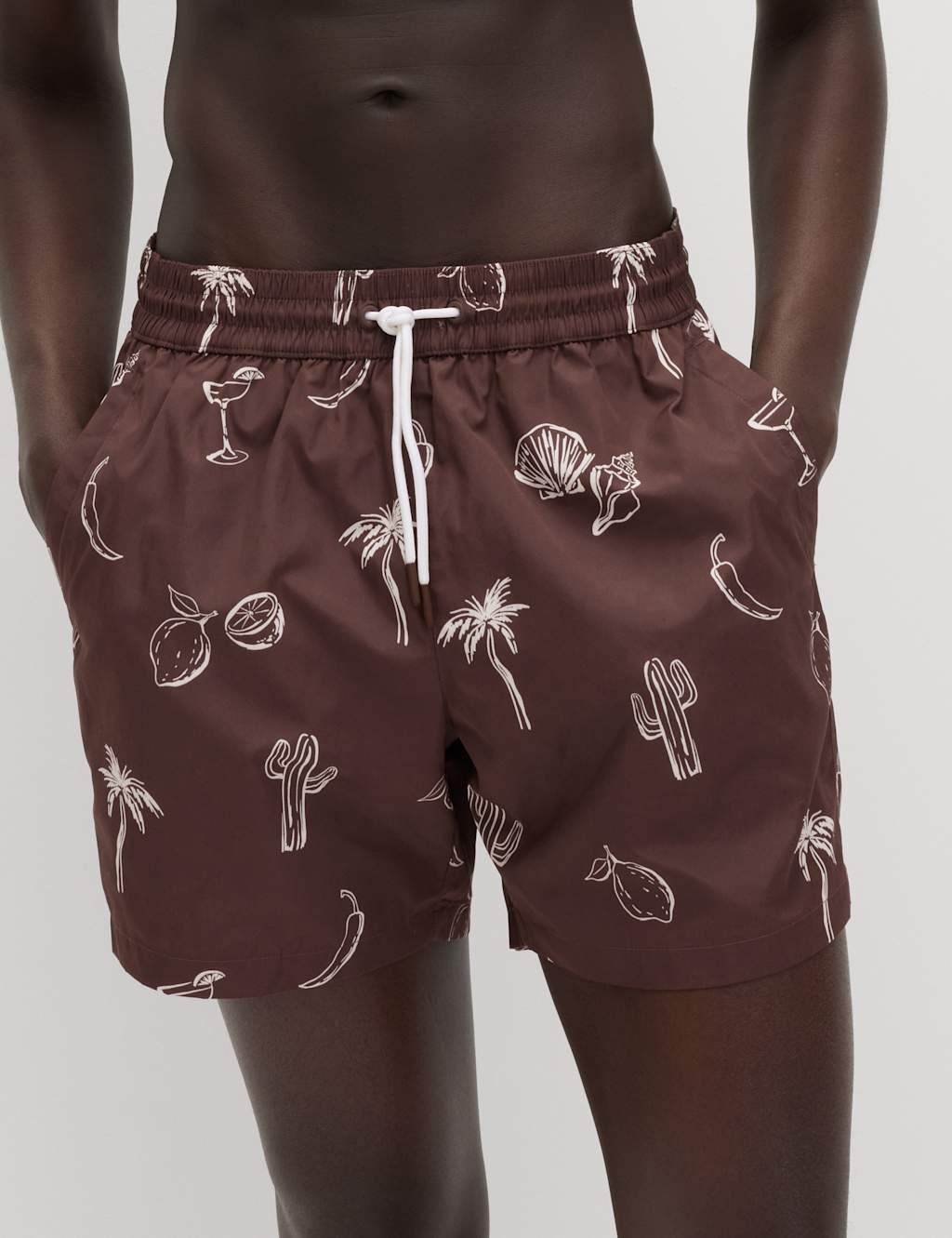 Marks & Spencer M&S Quick Dry Printed Swim Shorts Chestnut - 3