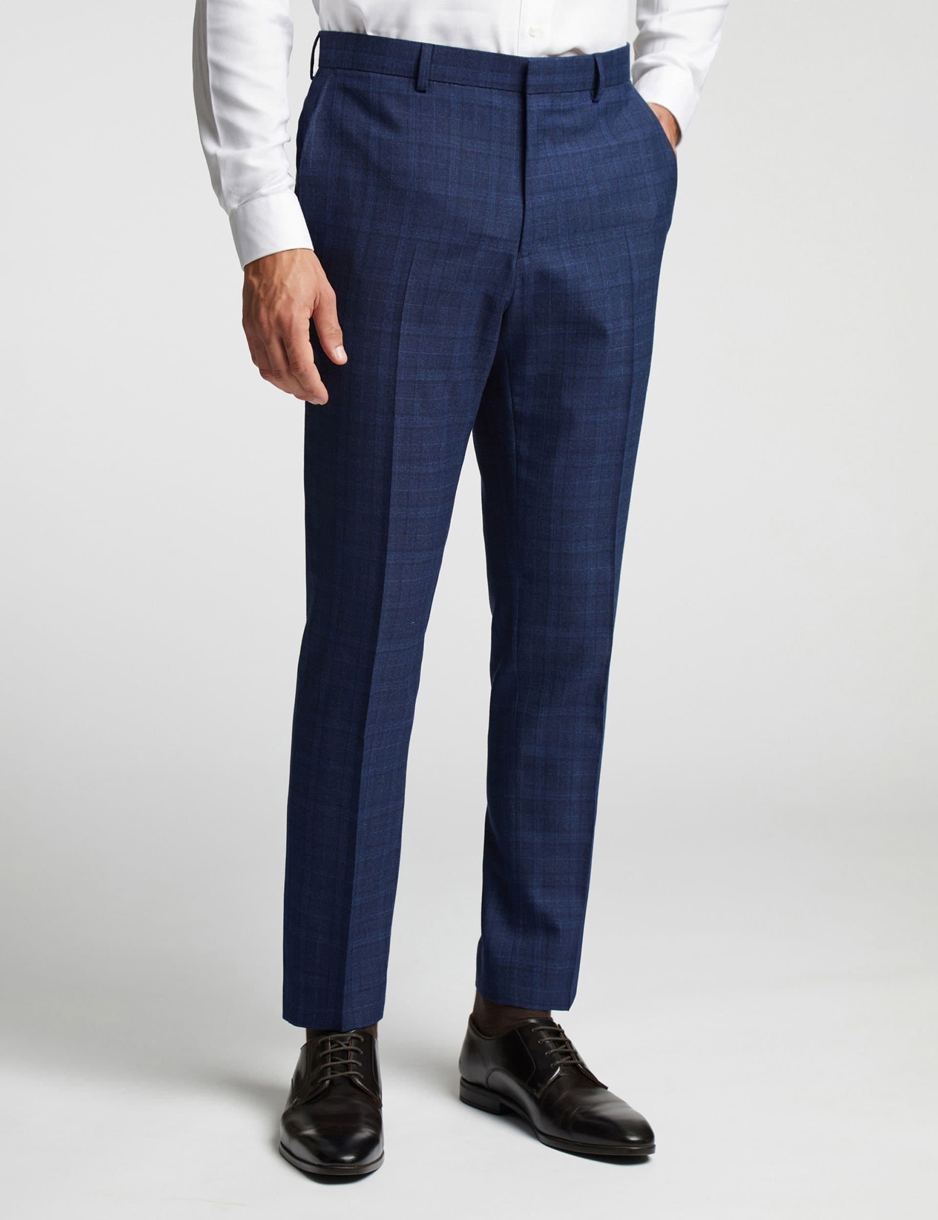 Ted Baker Ted Baker Men's Slim Fit Soft Check Trousers in Navy