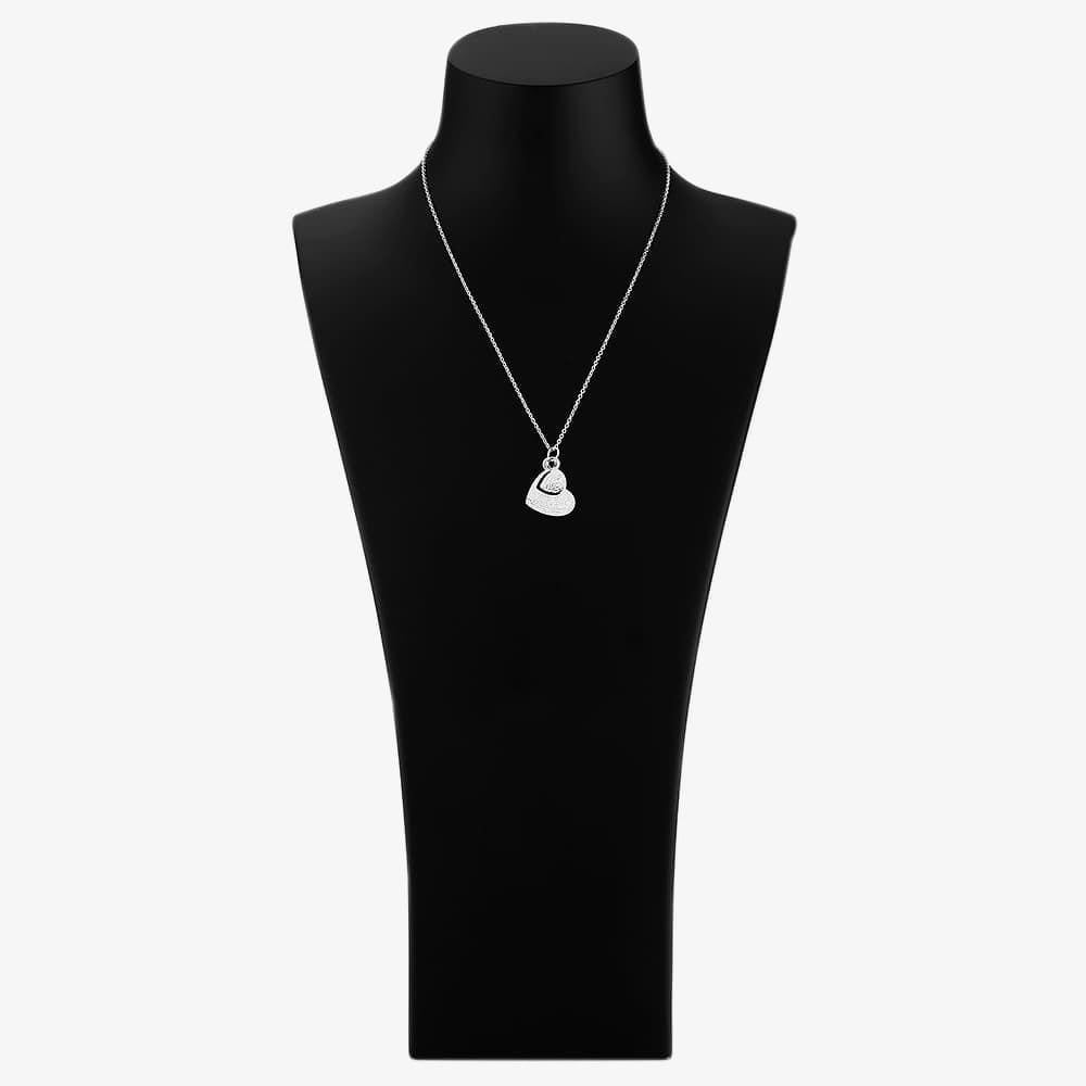 T.H.Baker T.H.Baker Women's Silver Cut Out Textured Heart Pendant P-4243 - 4