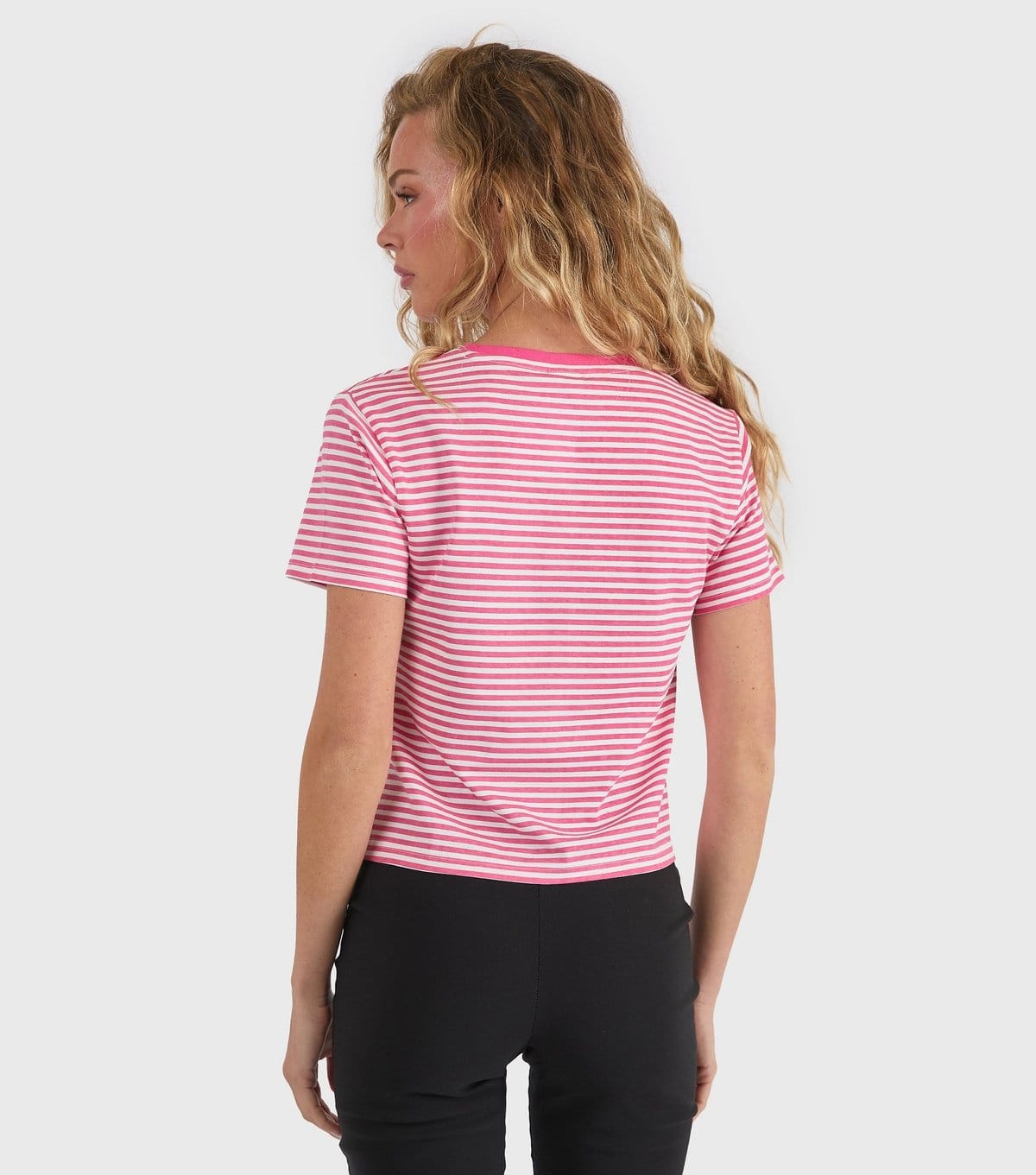 Skinnydip Women's Pink Cotton Striped Beaded Cherry Baby Tee Skinnydip New Look - 4