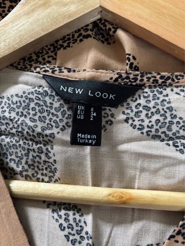 New Look Leopard Design Smock Dress - Size 6 - Excellent Condition