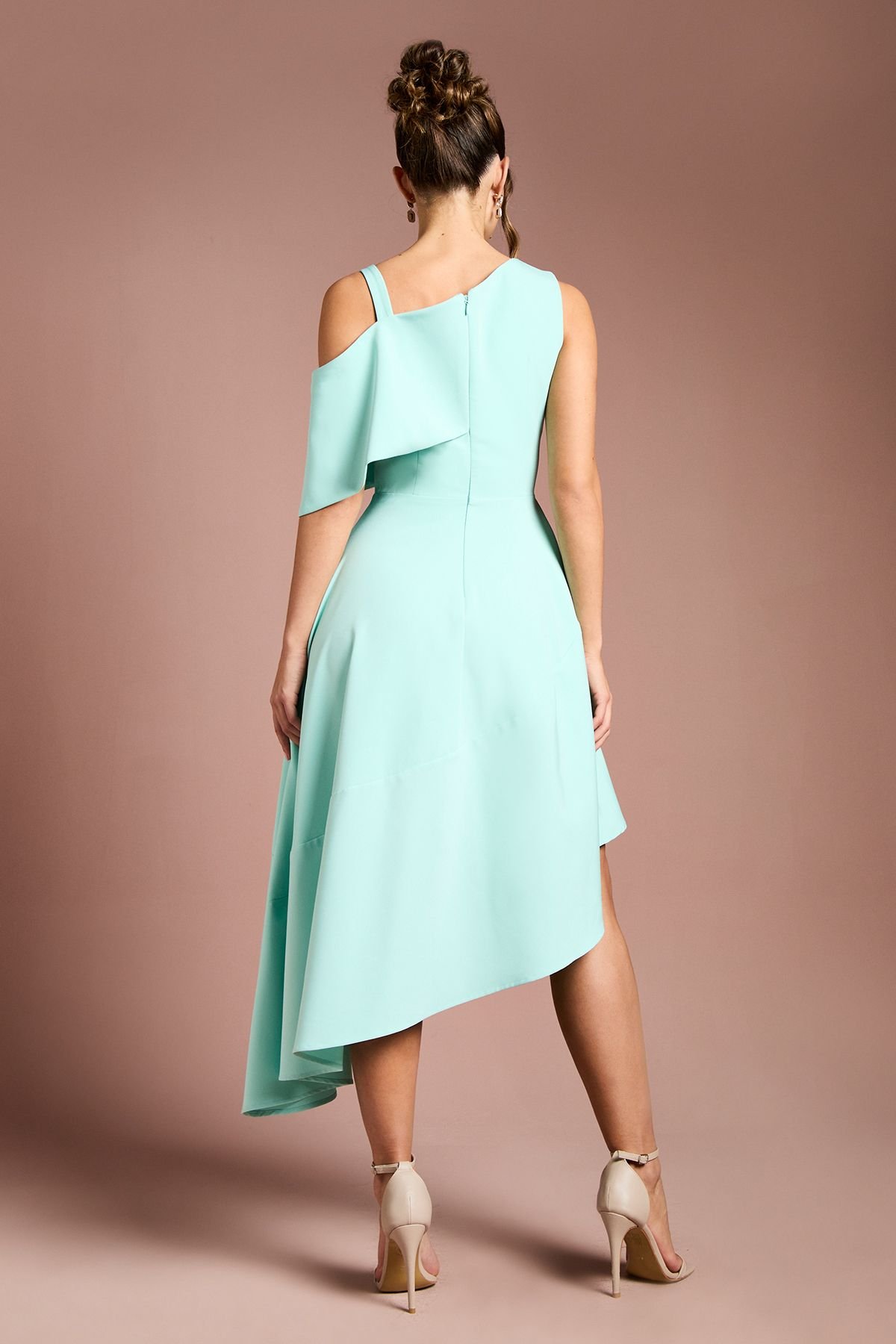 Coast Coast Women's Asymmetric Crepe Midi Dress in Aqua - 3