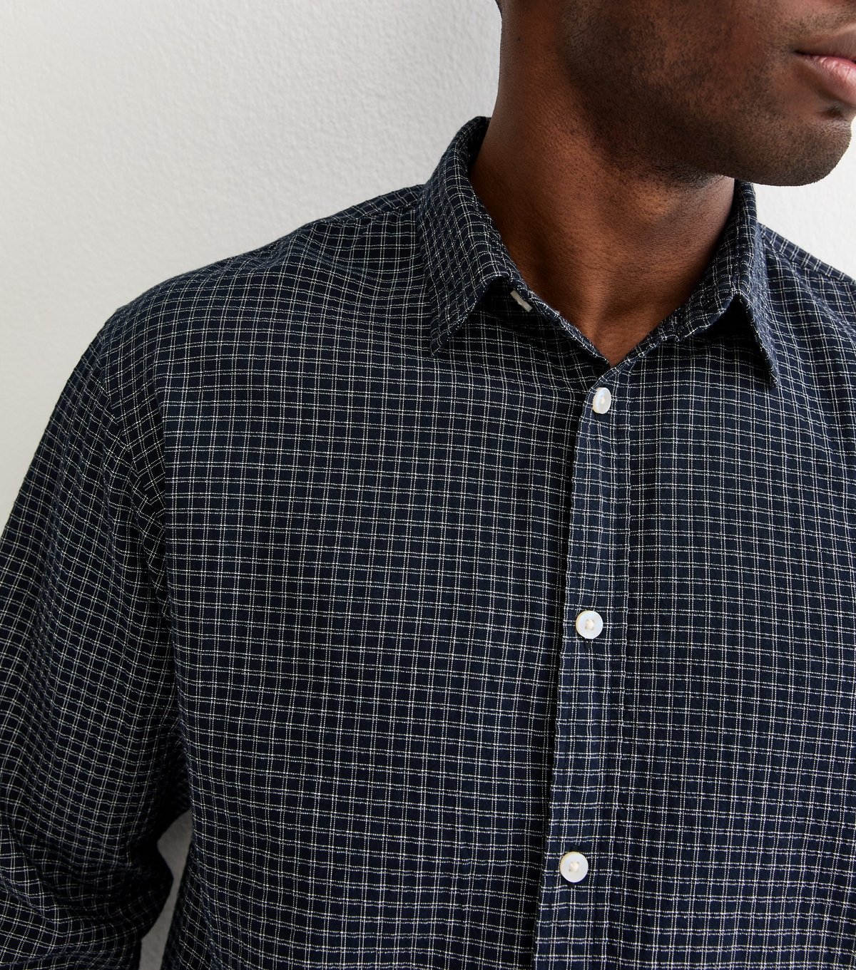 jack & jones Men's Navy Checked Seersucker Shirt Jack & Jones New Look - 2