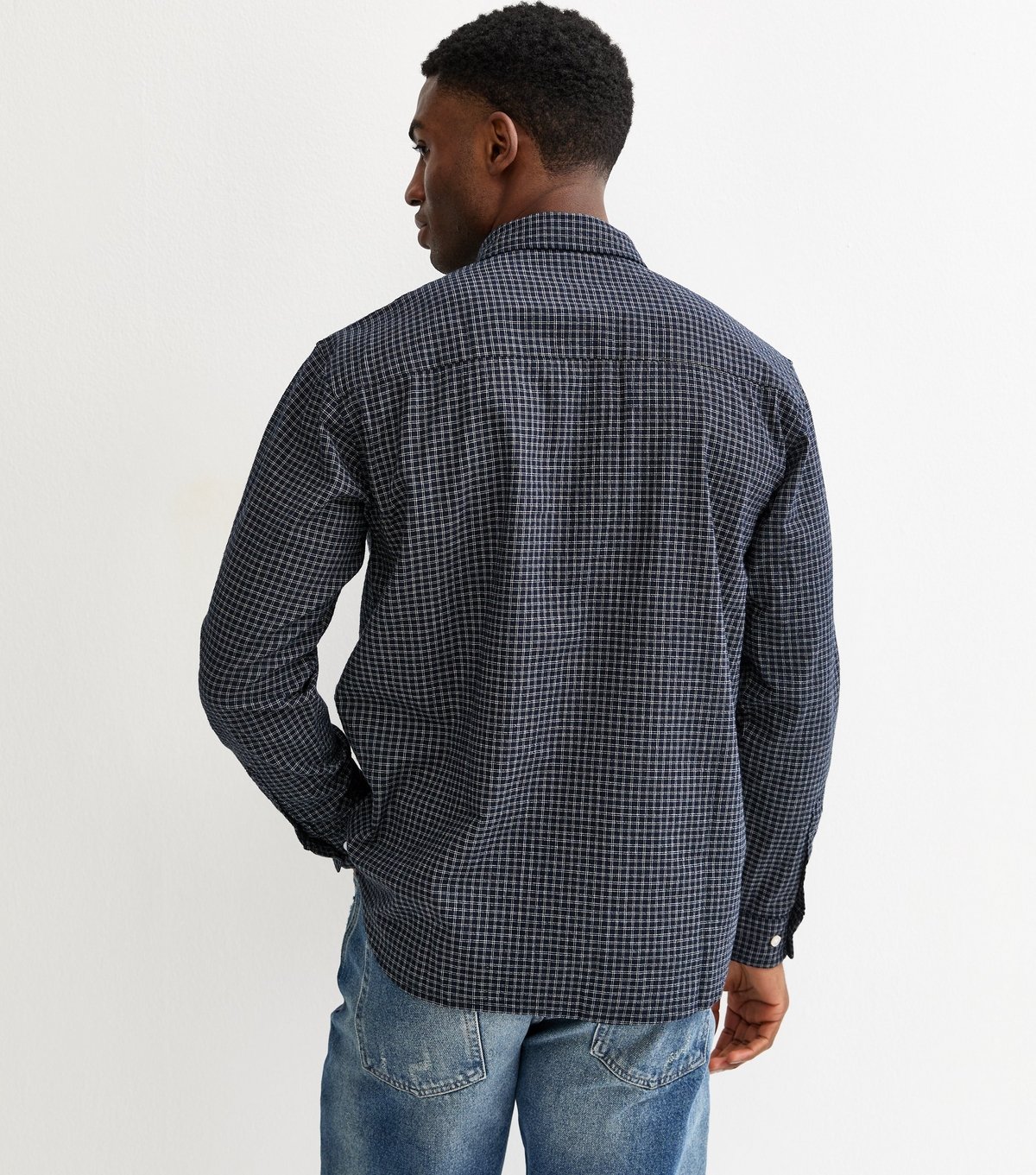 jack & jones Men's Navy Checked Seersucker Shirt Jack & Jones New Look - 4