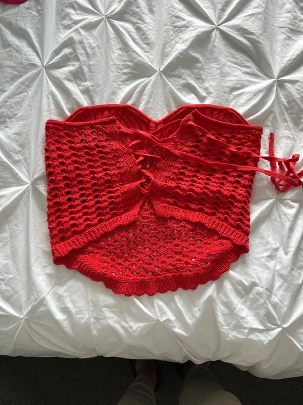 ASOS ASOS crochet red bandeau top
