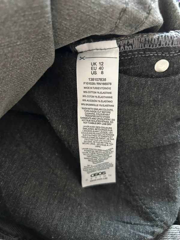 ASOS ASOS Design Grey Straight Leg Jeans - size  12