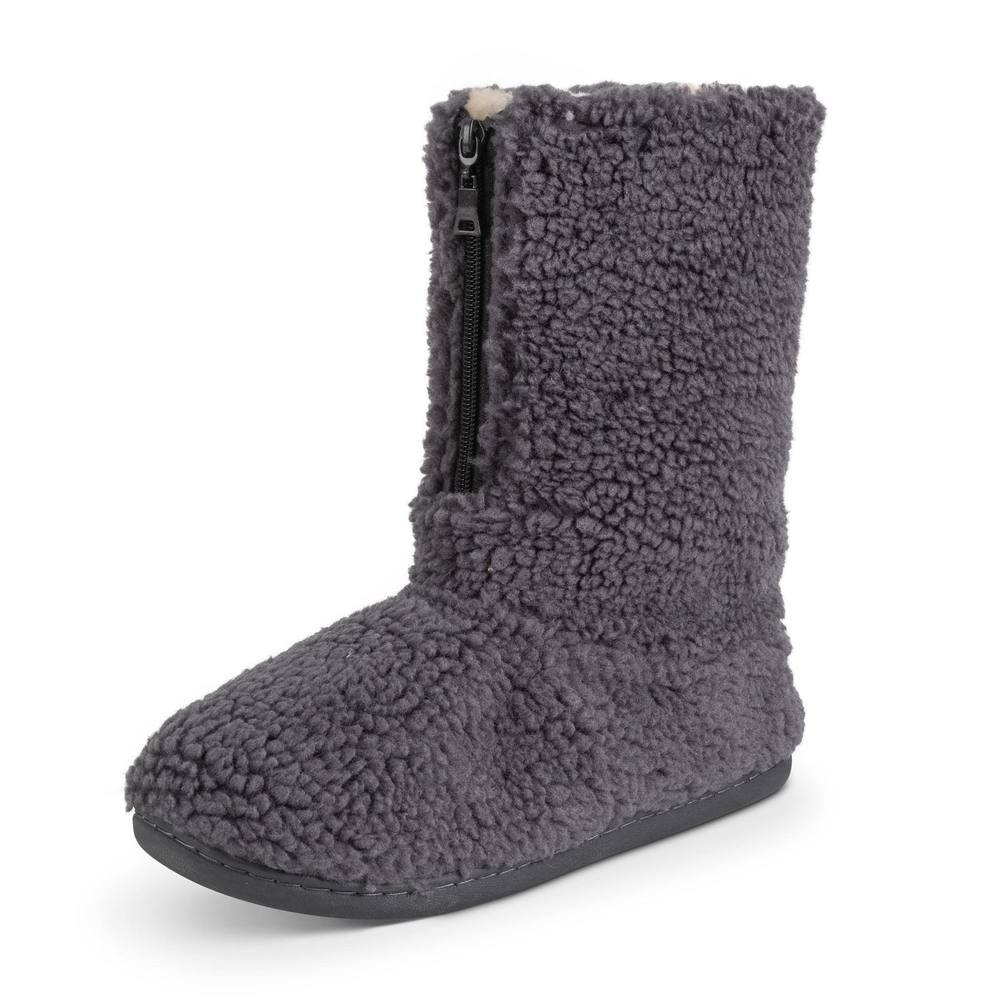 Viva VIVA Polar Men's Anti-Slip Memory Foam Indoor Soft Sherpa Slipper Boots in Dark Grey - 4