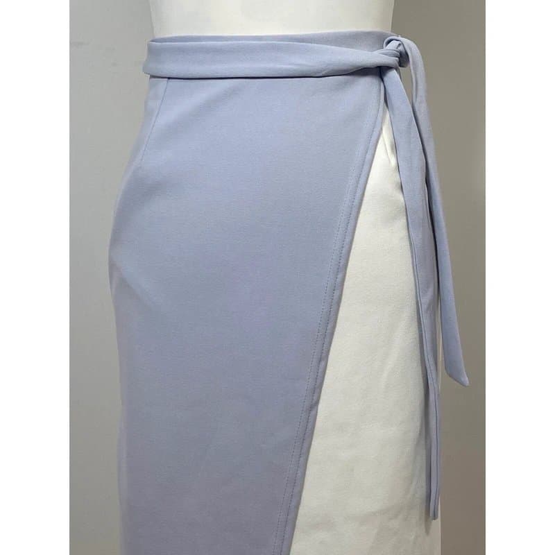 New Look New Look Pencil Midi Skirt Lilac Purple Cream White UK 8 Smart Office Faux Wrap