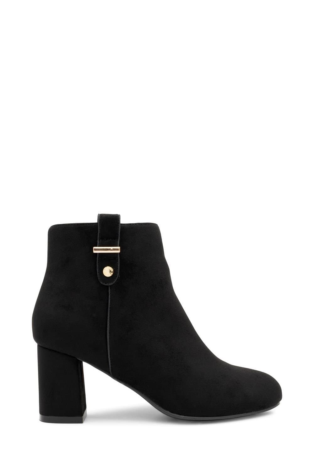 Paradox London Paradox London Women's Billie' Micro Suede Wide Fit Mid Block Heel Ankle Boot in Black