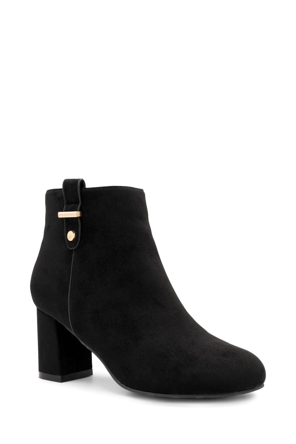 Paradox London Paradox London Women's Billie' Micro Suede Wide Fit Mid Block Heel Ankle Boot in Black - 2