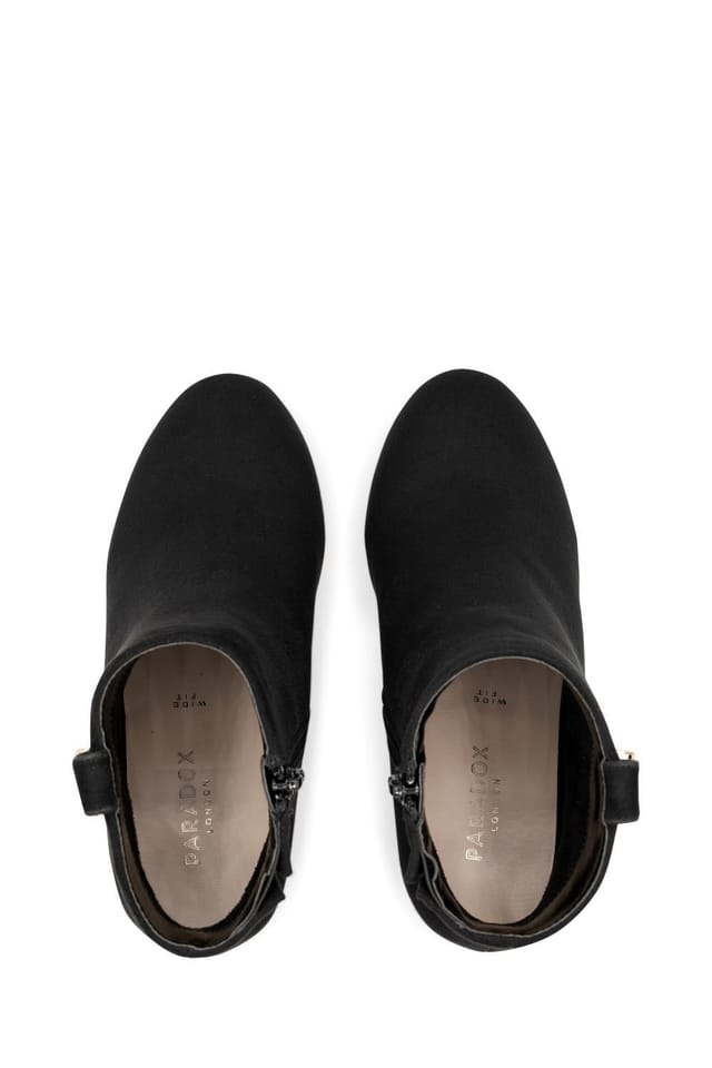Paradox London Paradox London Women's Billie' Micro Suede Wide Fit Mid Block Heel Ankle Boot in Black - 3