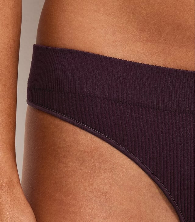 New Look Women's Dark Purple Seamless Ribbed Thong New Look - 3