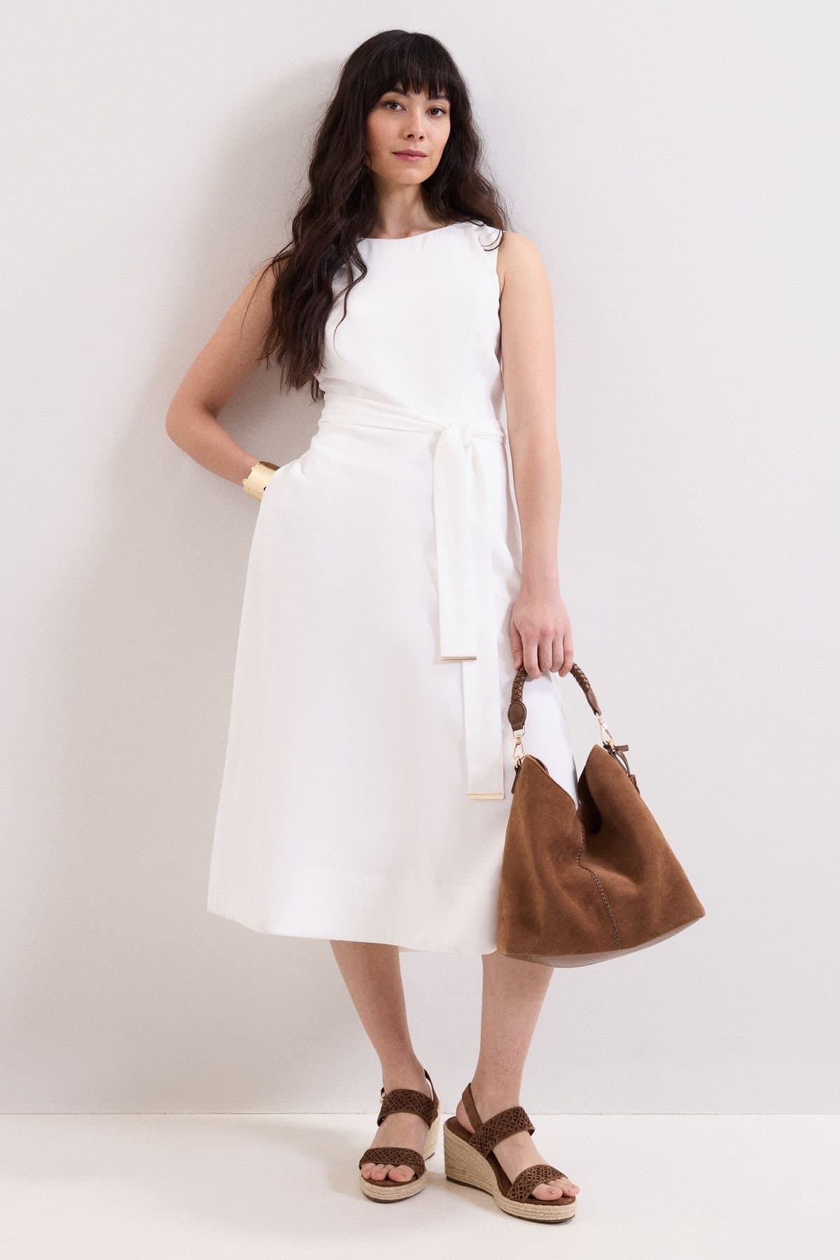 Phase Eight Phase Eight Women's Marta Tie Belt Midi Dress in Off-White