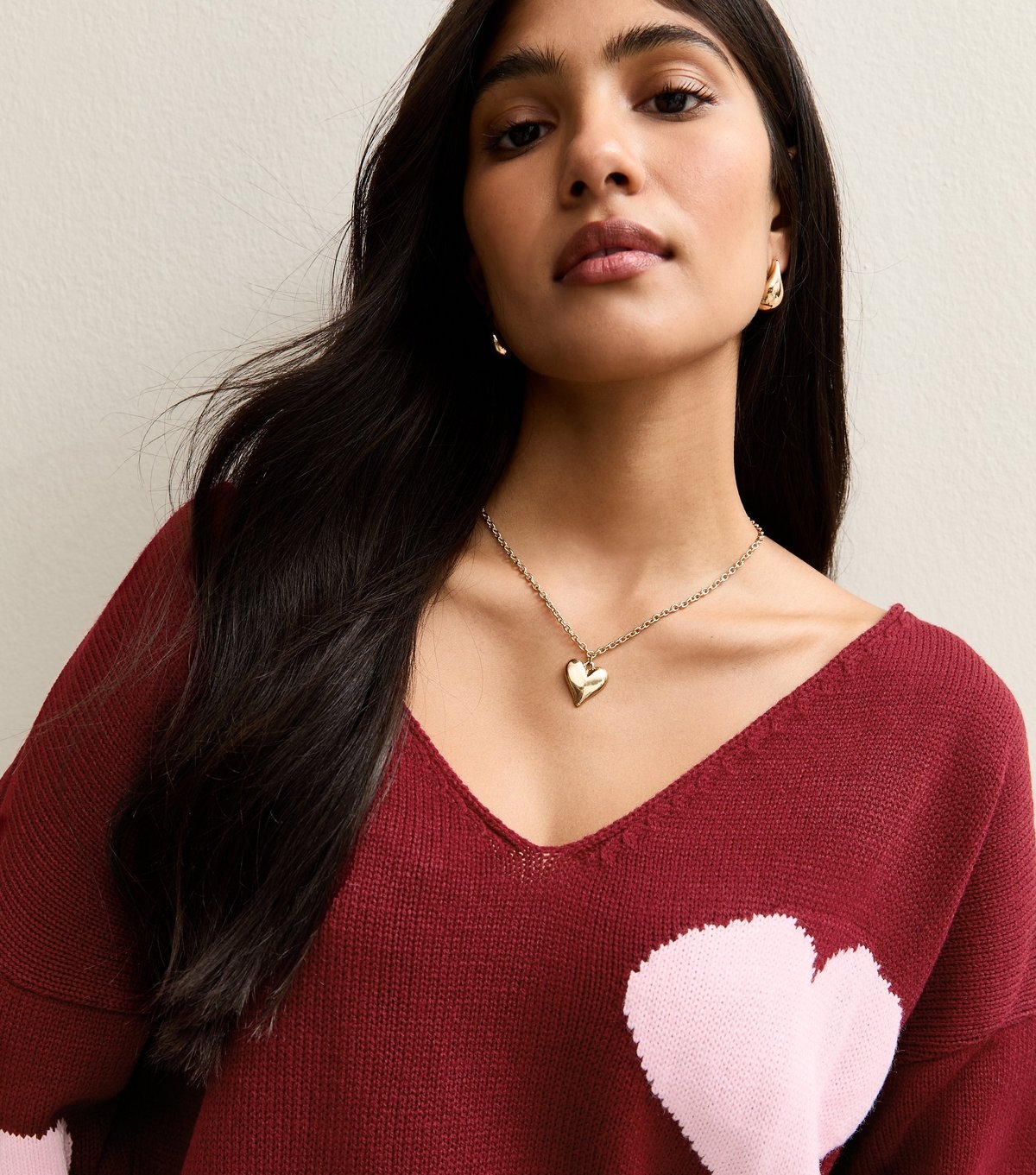 Gini London Women's Bright Red Oversized Heart Knit Jumper Gini London New Look - 3