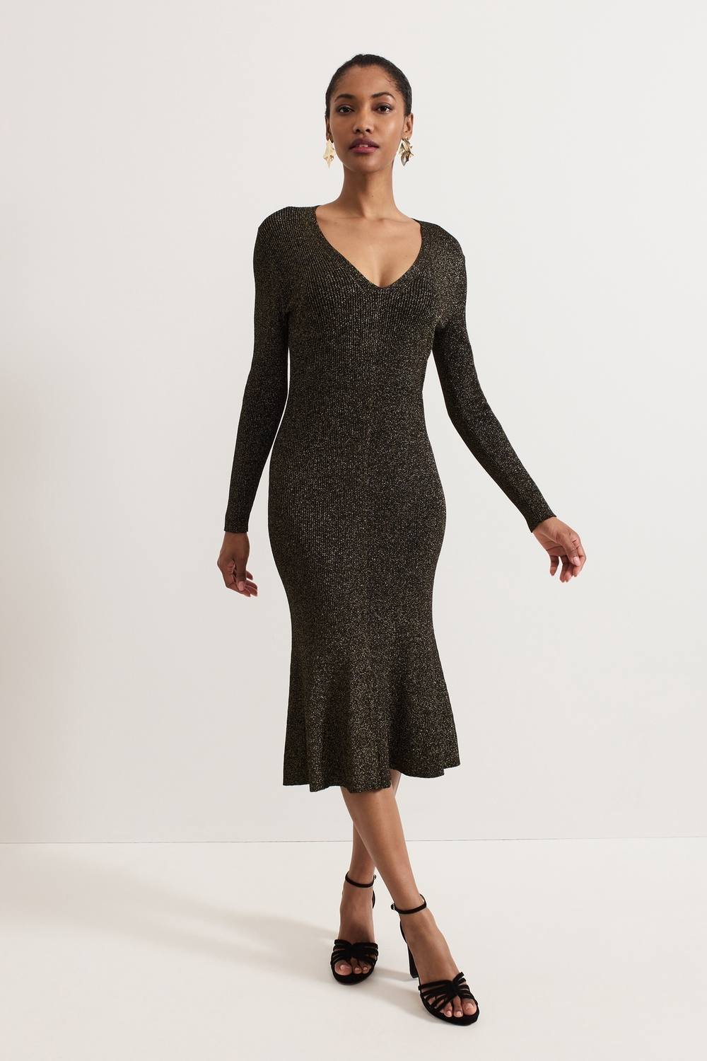 Phase Eight Phase Eight Women's Tillie Lurex Flippy Hem Dress in Metallic Gold - 3