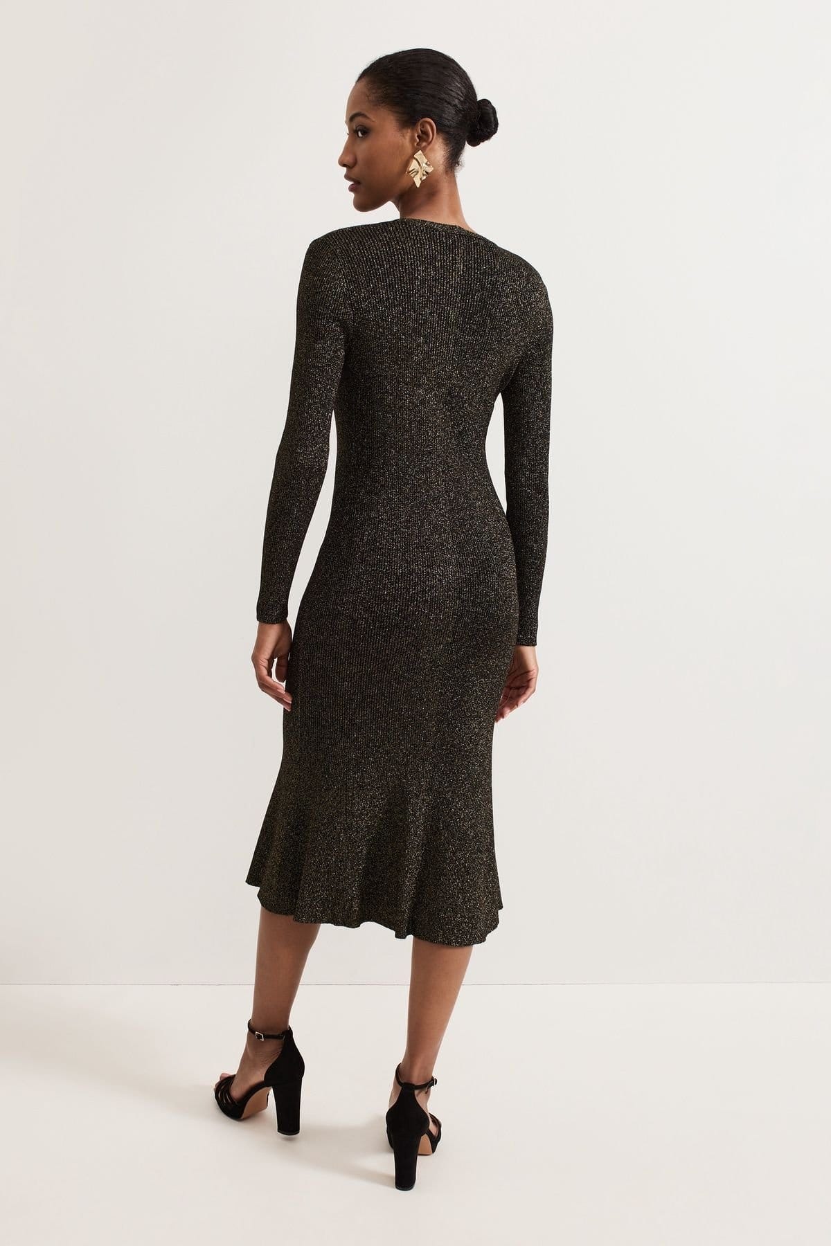 Phase Eight Phase Eight Women's Tillie Lurex Flippy Hem Dress in Metallic Gold - 4