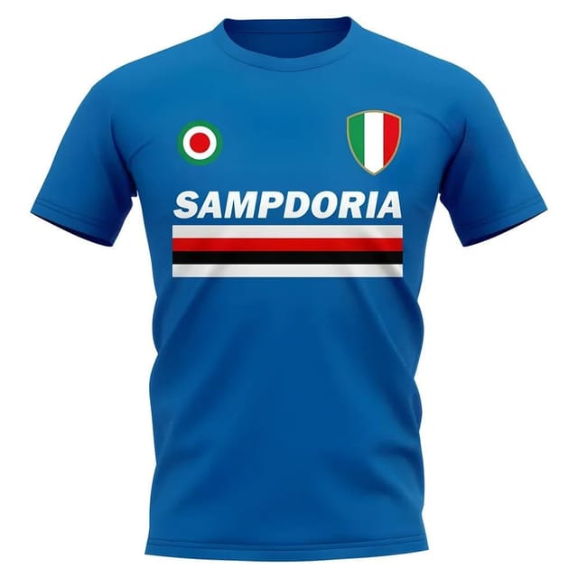 Sampdoria Sampdoria Men's Personalised Vintage Football T-Shirt in Blue - 2