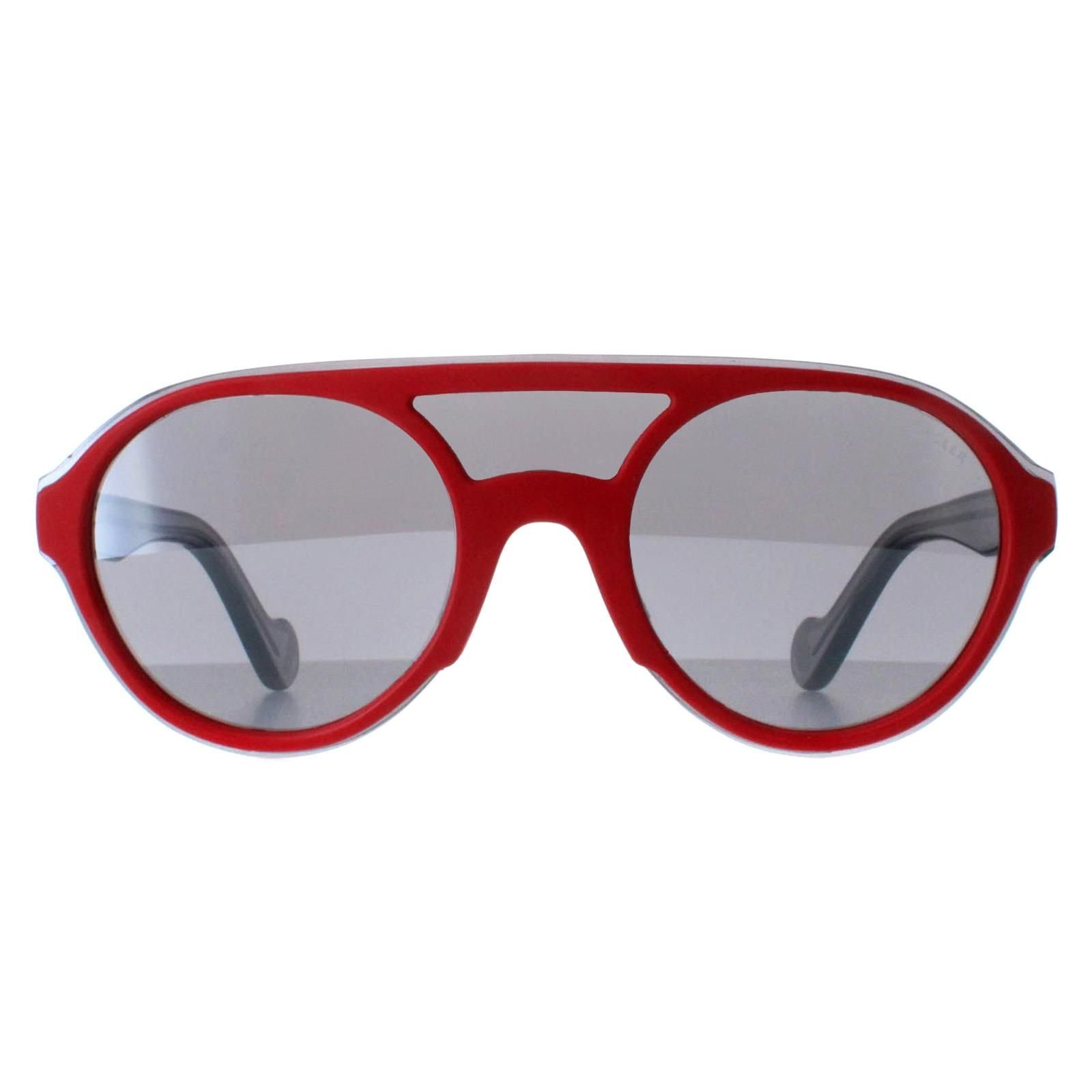 Moncler Moncler Men's Round Shiny Red & Grey Transparent Grey Mirror ML0052 - 1