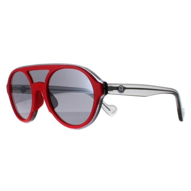 Moncler Moncler Men's Round Shiny Red & Grey Transparent Grey Mirror ML0052 - 2