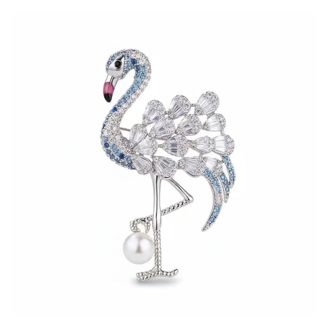 Angel Barocco Angel Barocco Women's Flamingo Freshwater Pearl Brooch - Gold in Silver