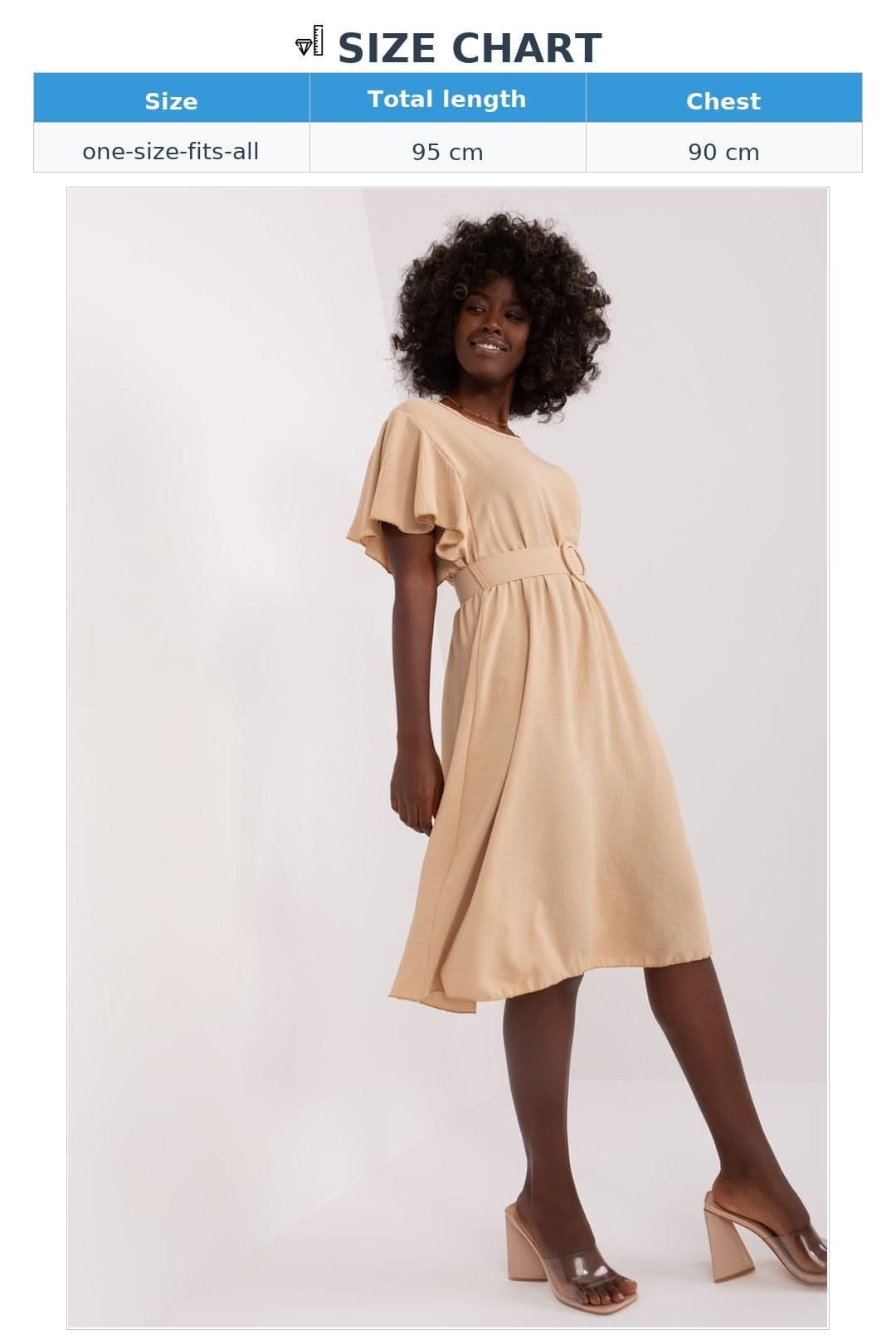 Love Lace Love Lace Women's Italian Ruffle Sleeve Belted Summer Dress in Beige - 4