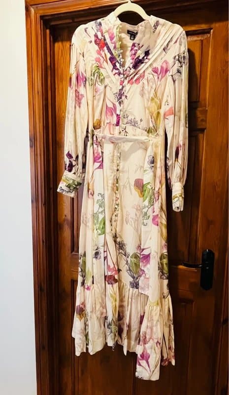 Karen Millen Karen Millen Lydia Millen Ltd Ed Silk Cotton Mix Botanical Maxi Dress - UK10 New with tags