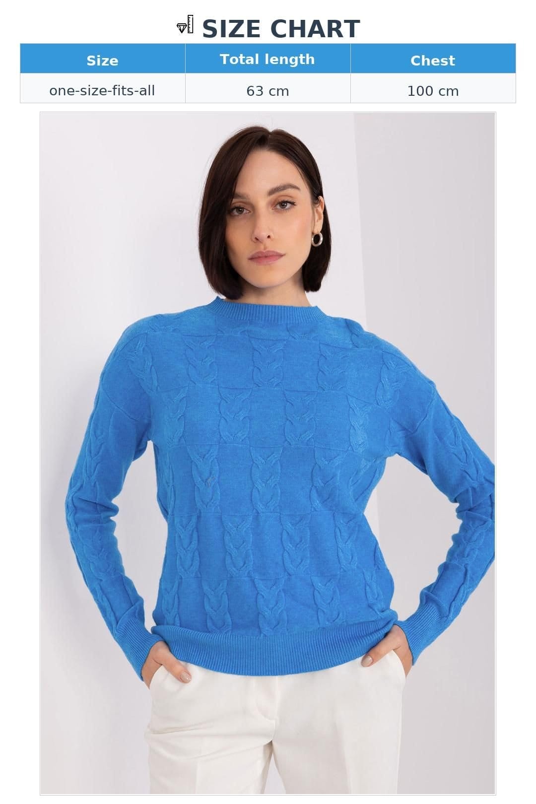 Love Lace Love Lace Women's Textured Pattern Round Neck Sweater in Blue - 4