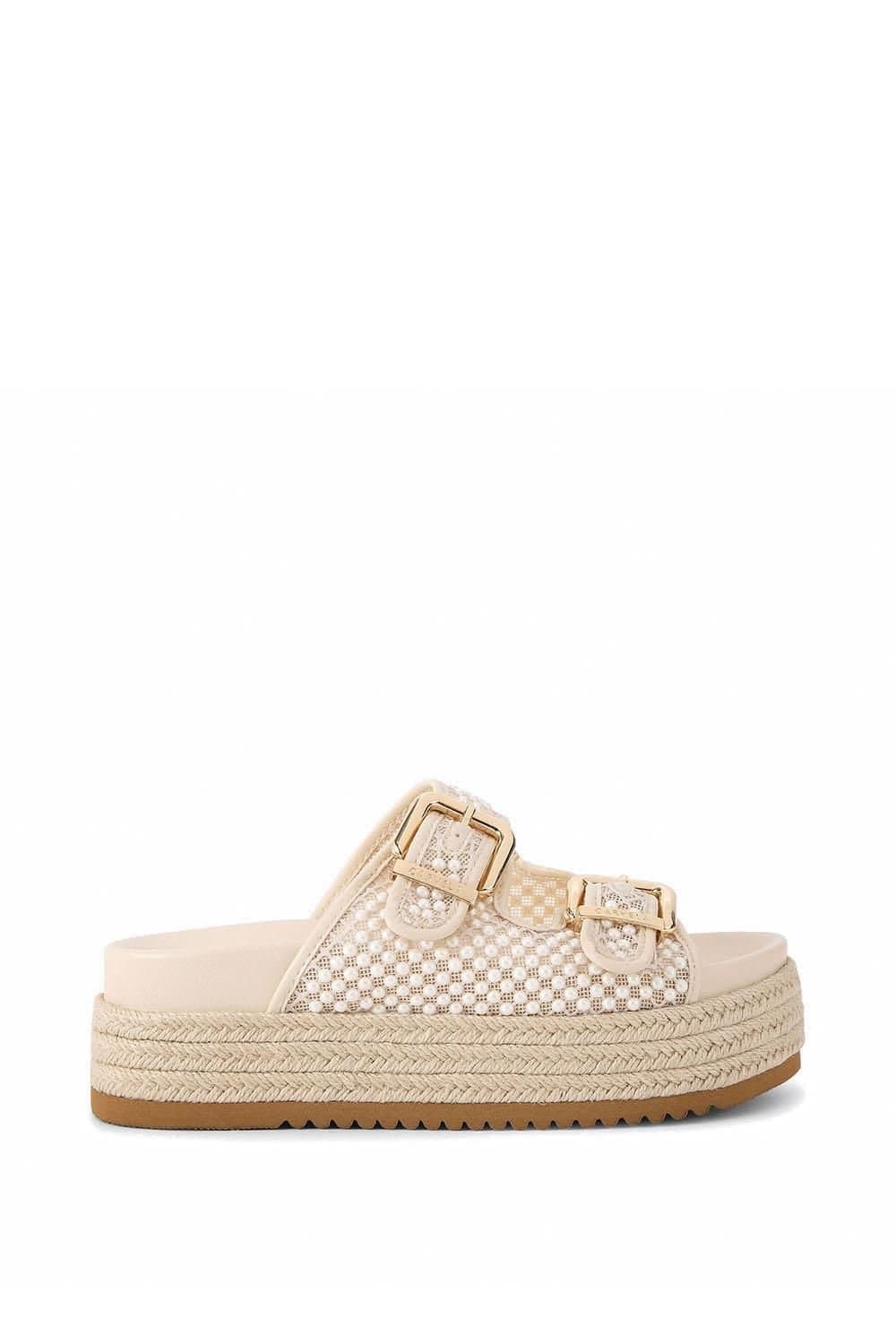 Carvela Carvela Women's 'Perla Flatform' Fabric Sandals in Cream