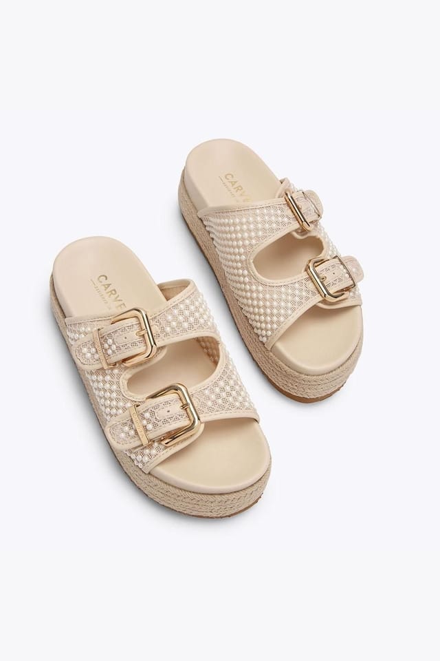 Carvela Carvela Women's 'Perla Flatform' Fabric Sandals in Cream - 2