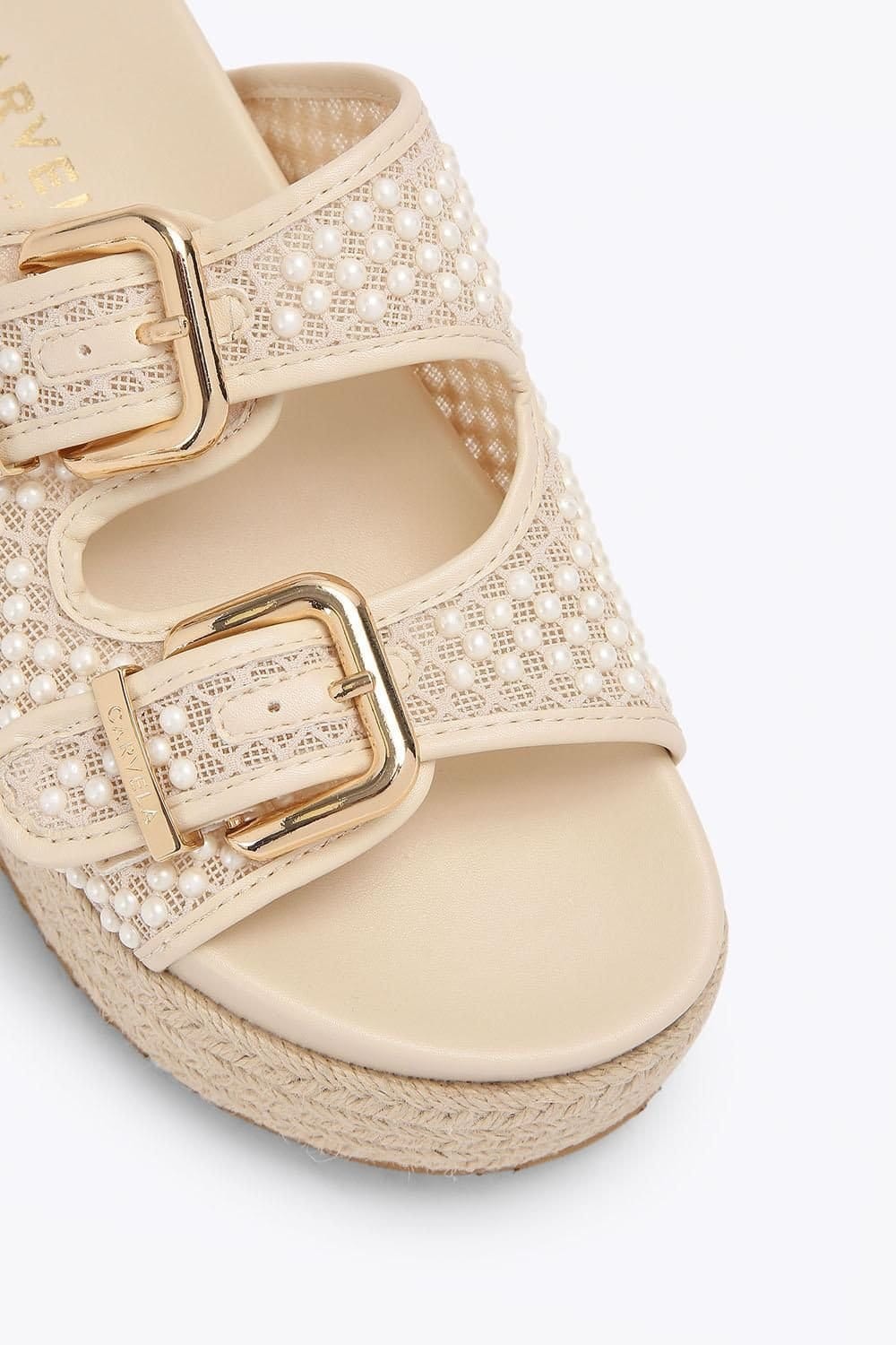 Carvela Carvela Women's 'Perla Flatform' Fabric Sandals in Cream - 4
