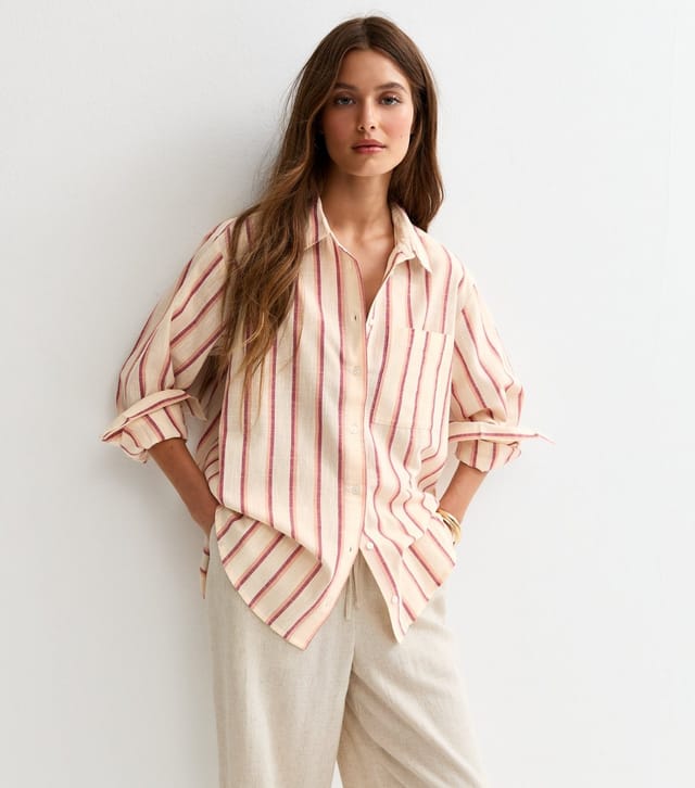 New Look Women's Pink Striped Cotton Long Sleeve Shirt New Look - 2