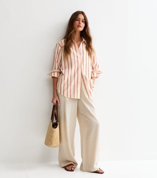 New Look Women's Pink Striped Cotton Long Sleeve Shirt New Look - 3