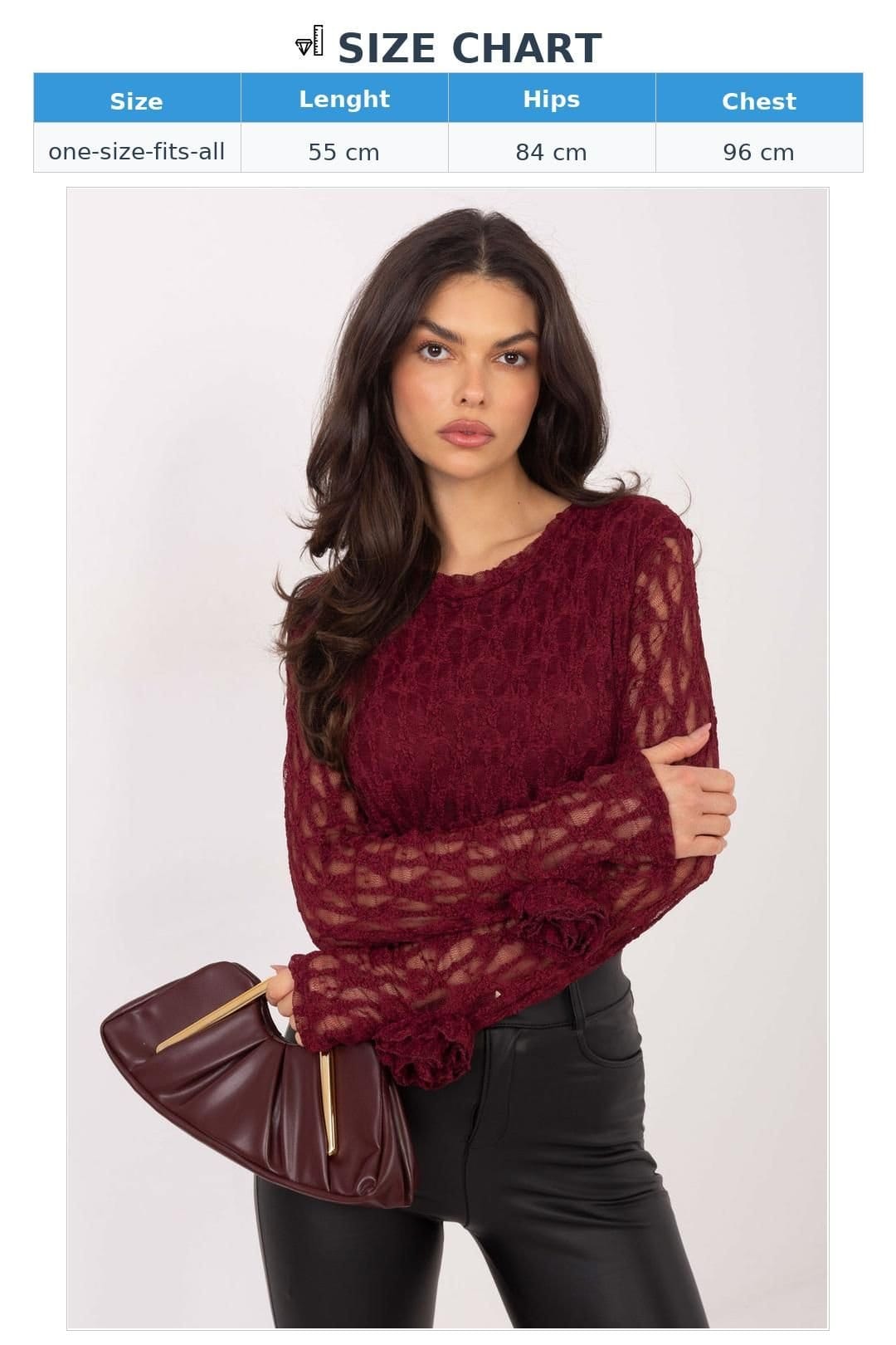 Love Lace Love Lace Women's Elegant Rose Detail Lace Fitted Blouse in Red - 4