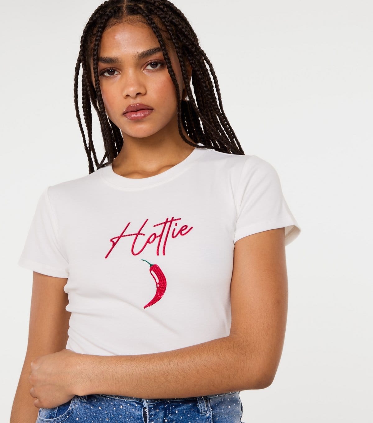 Pink Vanilla Women's White Hottie Chilli Print T-Shirt Pink Vanilla New Look - 4