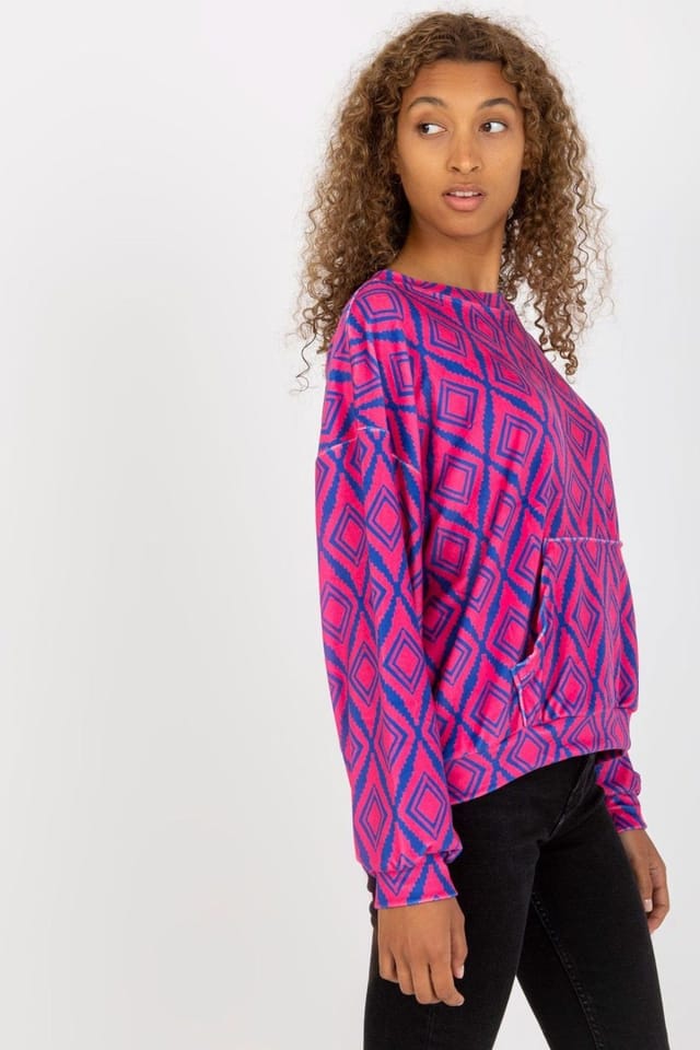 Love Lace Love Lace Women's Long Sleeve Kangaroo Pocket Sweatshirt in Pink - 2
