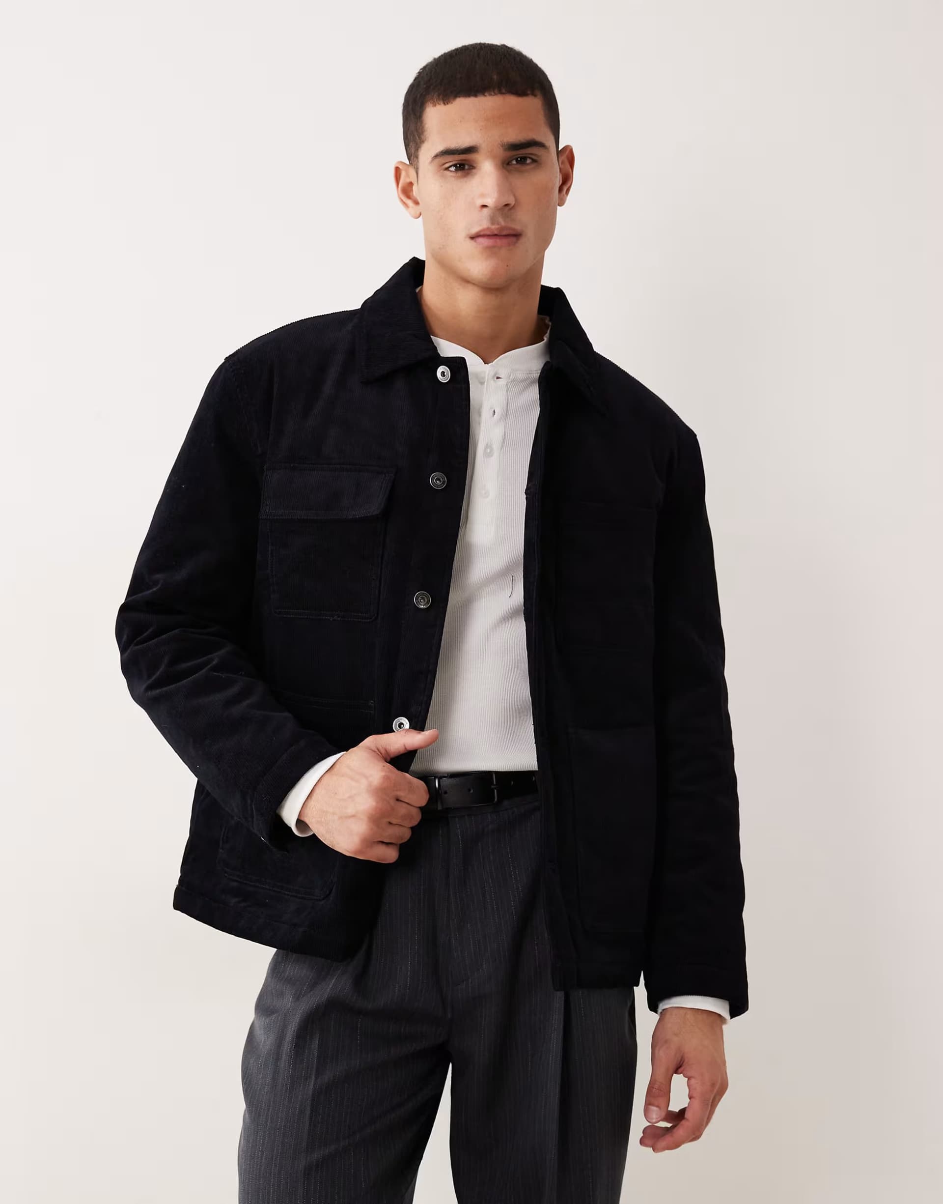 ASOS ASOS Navy Cotton Shacket with Collar
