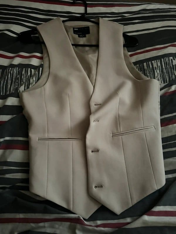 ASOS Cream Women's Vest with Belt and Snap Buttons