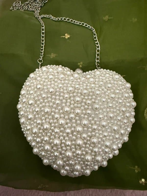 ASOS ASOS pearl embellished heart shaded clutch bag side or cross bag