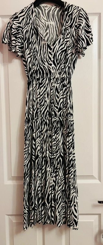 ASOS Plunge casual holiday ruffle midi dress 10-12 med same day post - 1