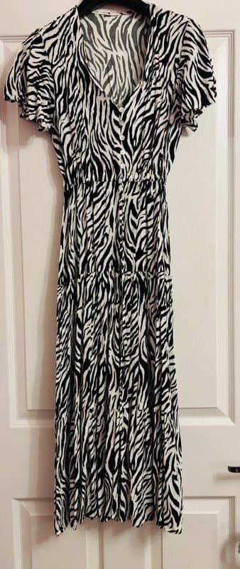 ASOS Plunge casual holiday ruffle midi dress 10-12 med same day post