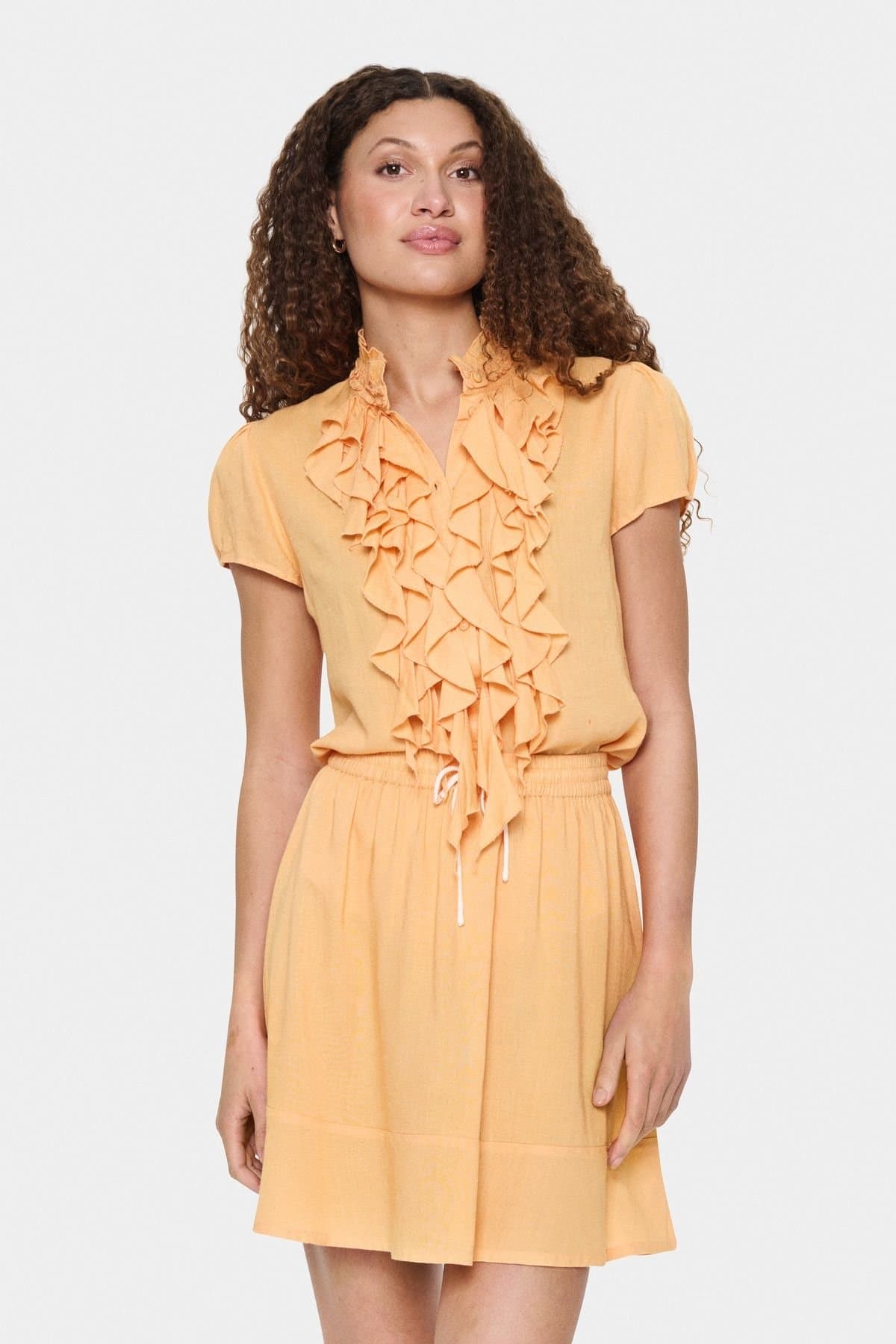 Saint Tropez Saint Tropez Peach Ruffles Blouse for Women
