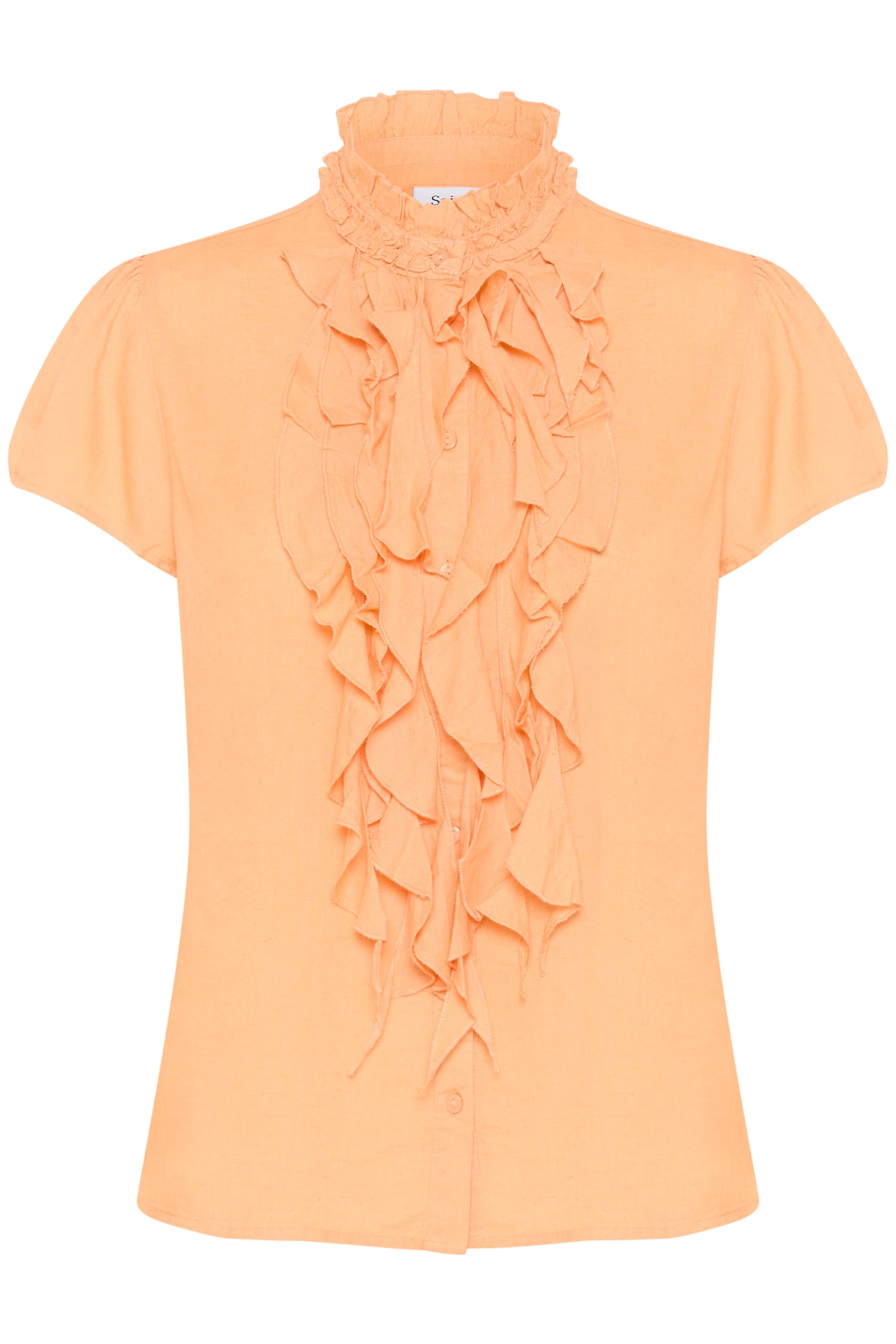 Saint Tropez Saint Tropez Women's Elli Short Sleeve Ruffles Blouse in Peach - 2
