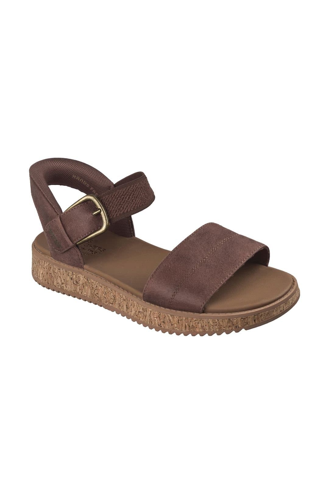 Skechers Skechers Women's BOBS SUN VIBE Slip-Ins Vegan Leather Sandal Chocolate Textile