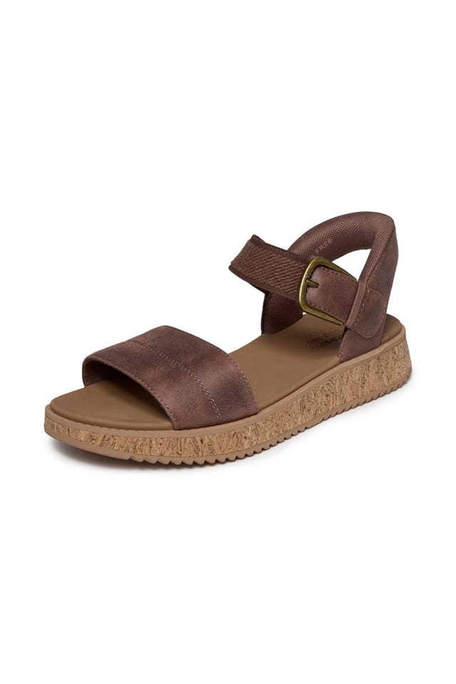 Skechers Skechers Women's BOBS SUN VIBE Slip-Ins Vegan Leather Sandal Chocolate Textile - 2